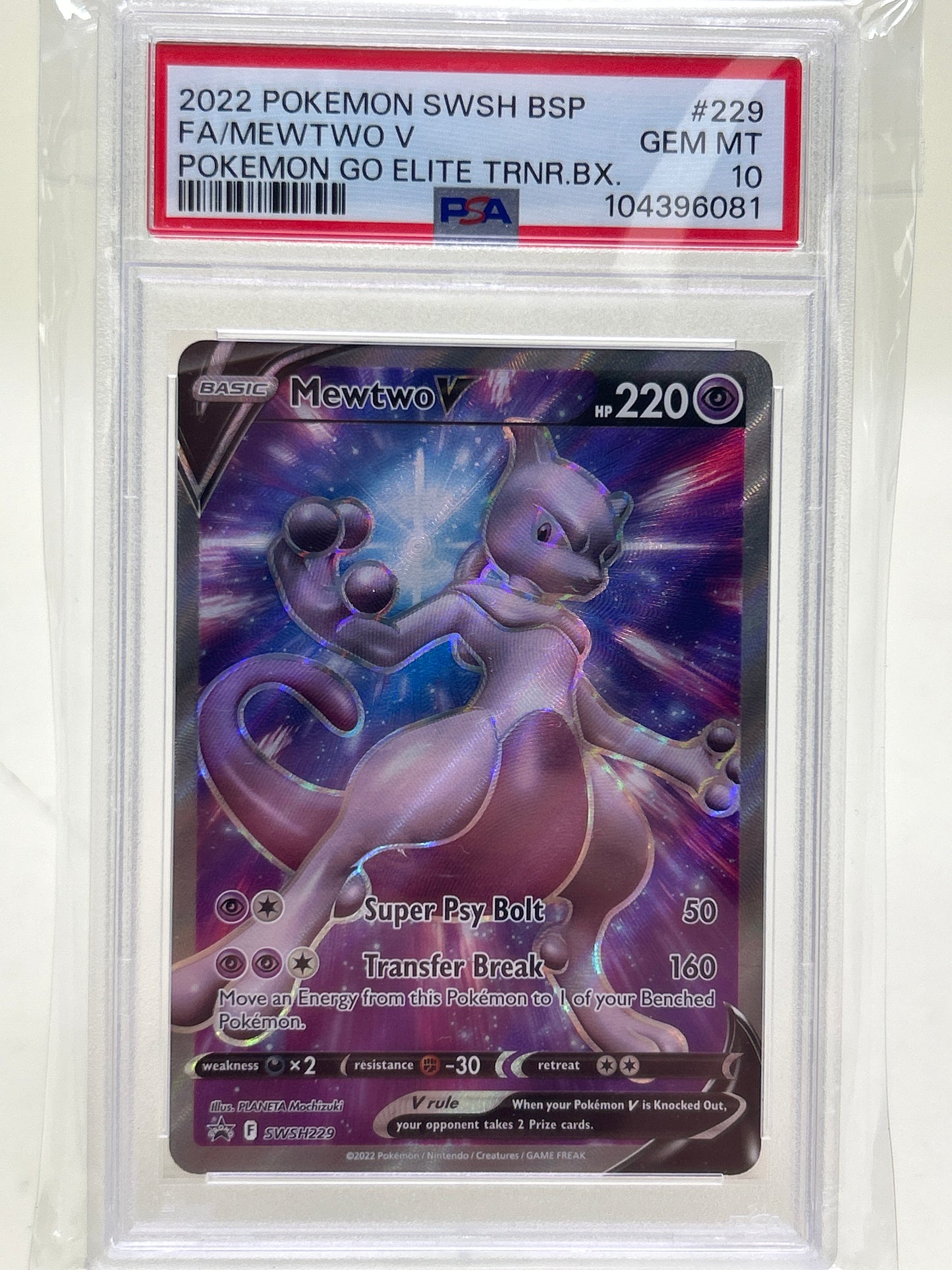 Pokémon TCG Pokémon Go Mewtwo V SWSH 229 PSA 10 English PSA 10 Gem MT