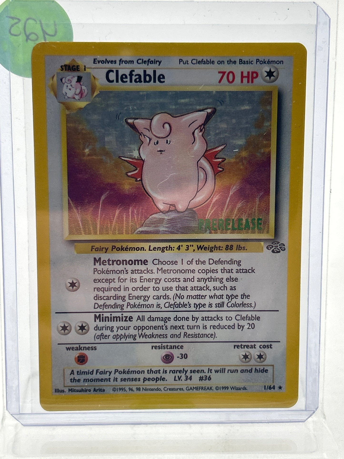 Pokémon TCG Pokemon Jungle Clefable 1/64 English Prerelease Stamp