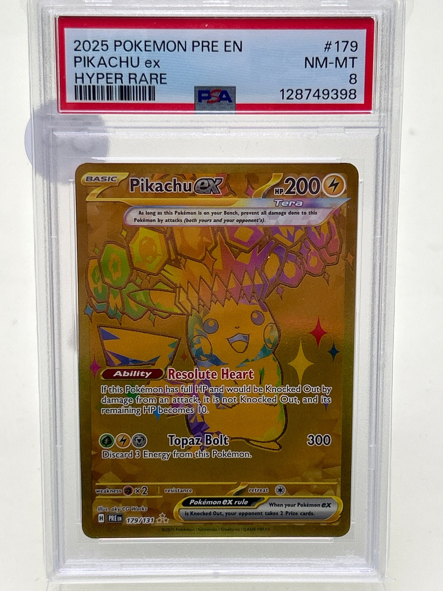 Pokémon TCG Prismatic Evolutions Pikachu EX 179 English PSA 8 NMMT
