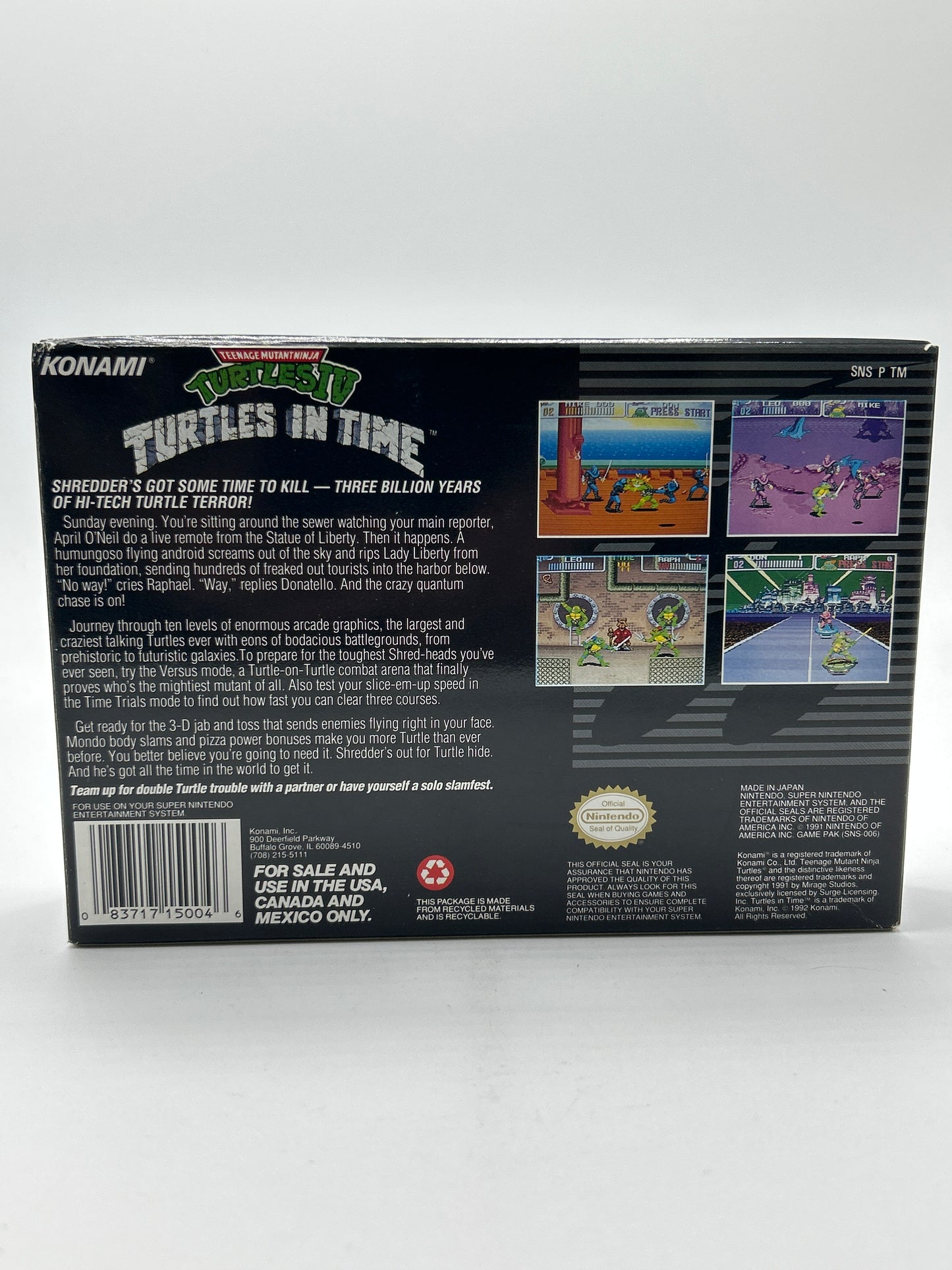 Teenage Mutant Ninja Turtles IV Turtles in Time (Super Nintendo SNES, 1992) CIB