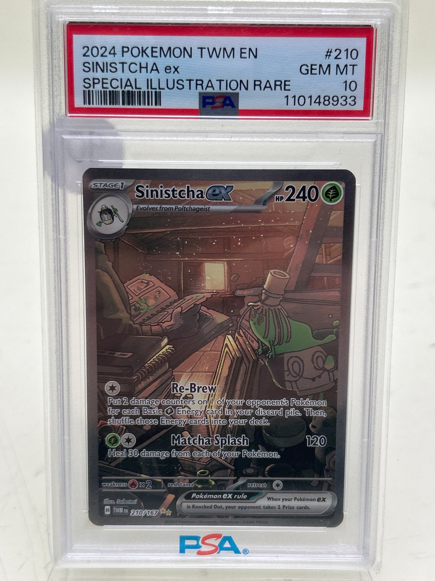 Pokémon TCG Twilight Masquerade Sinistcha ex 210 English PSA 10 GEM MT