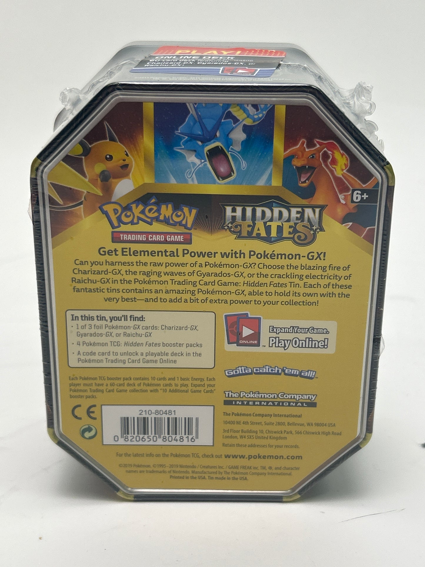 New Pokémon TCG Hidden Fates Raichu Standard Tin