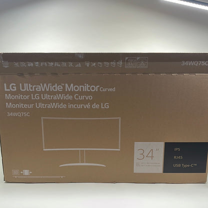 LG 34" 34WQ75C QHD IPS HDR 10 60Hz Ultrawide Curved Monitor