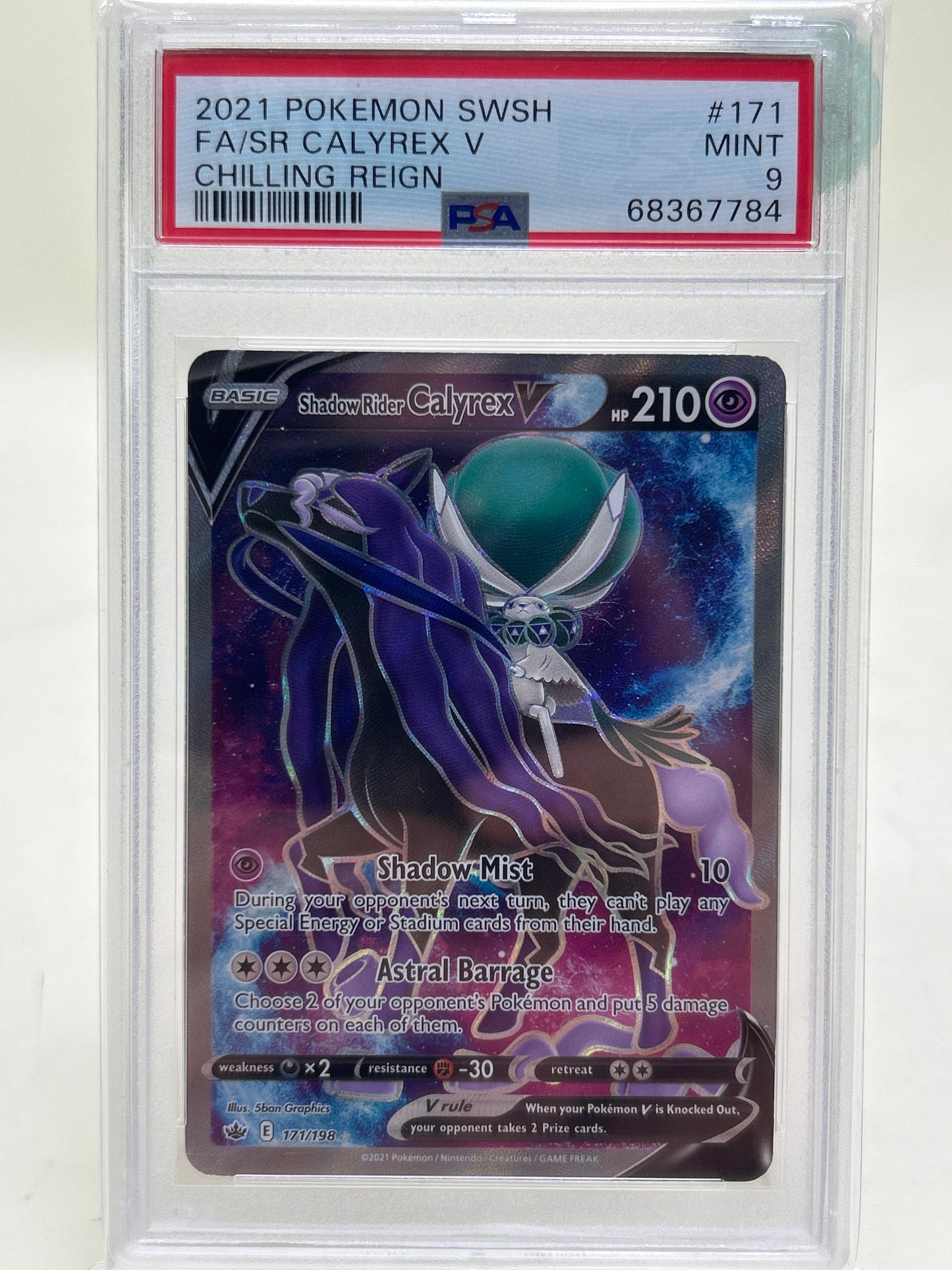 Pokémon TCG Sword & Shield - Chiling Reign FA/SR Calyrex V 171/198 English PSA 9