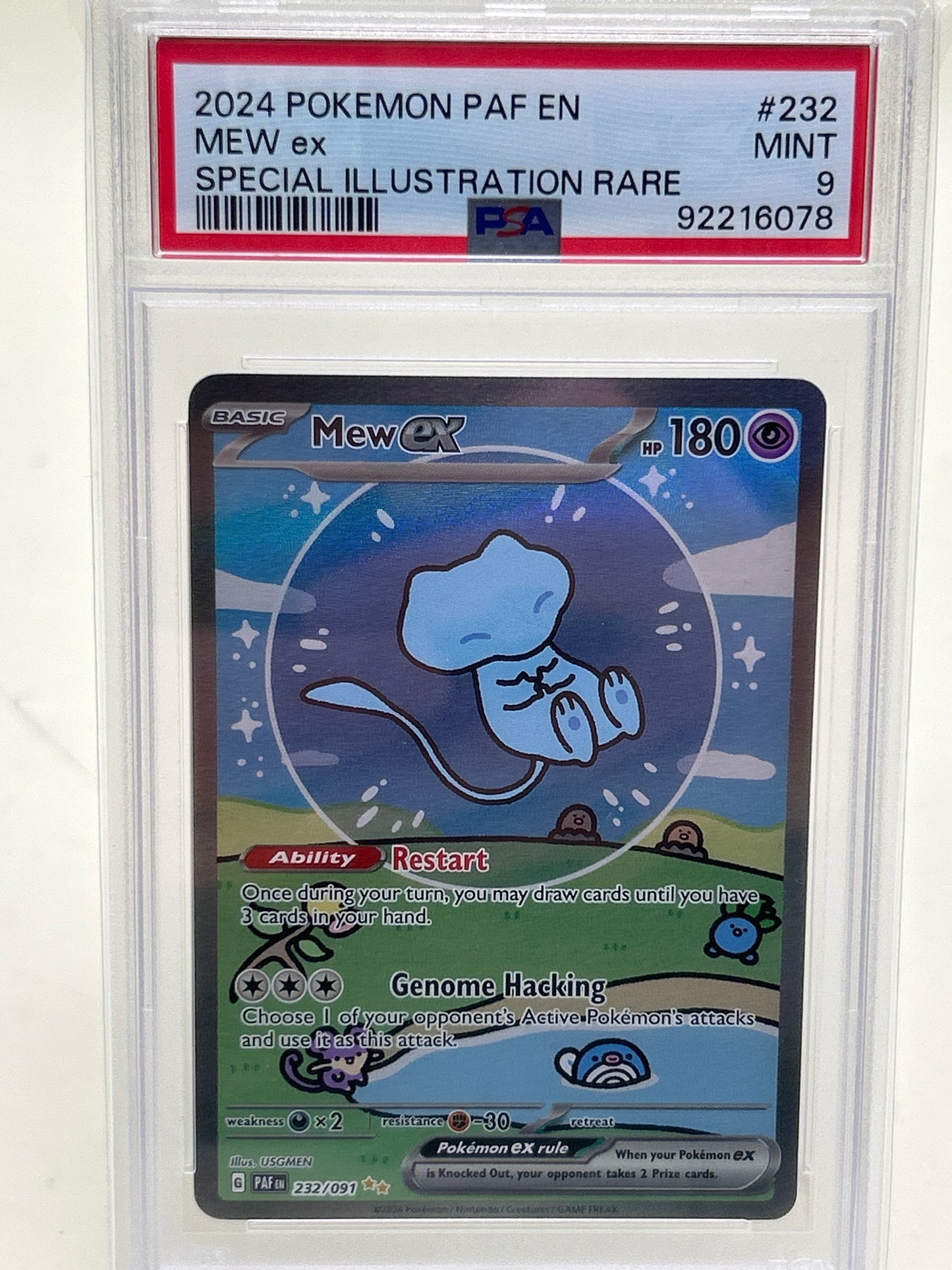 Pokémon TCG Paldean Fates Mew ex 232/091 English PSA 9 Mint