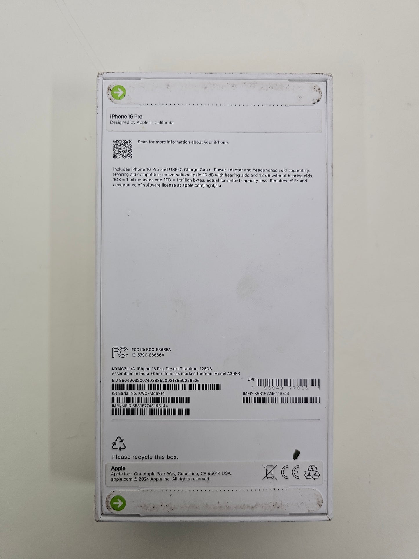 New Unlocked Apple iPhone 16 Pro 128GB Desert Titanium MYMC3LL/A