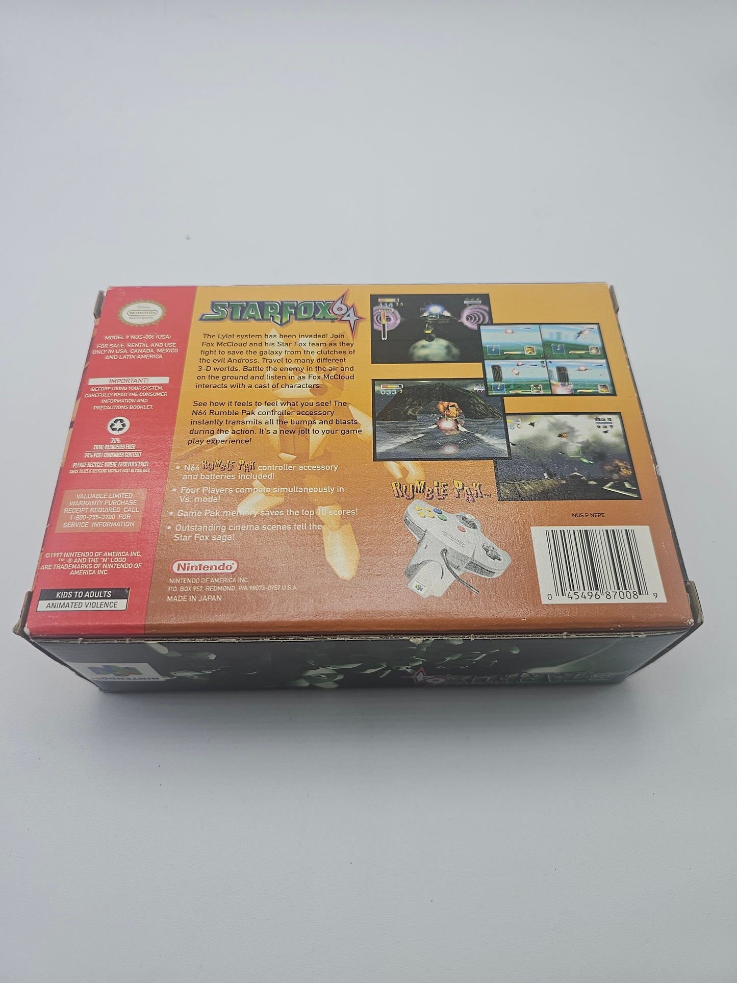 Star Fox 64 (Nintendo 64 N64, 1997) With Rumble Pak