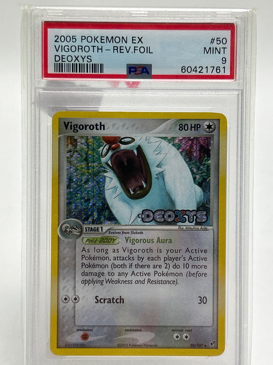 Pokémon TCG Deoxys Vigoroth 50/107 Reverse Holo English PSA 9 Stamped