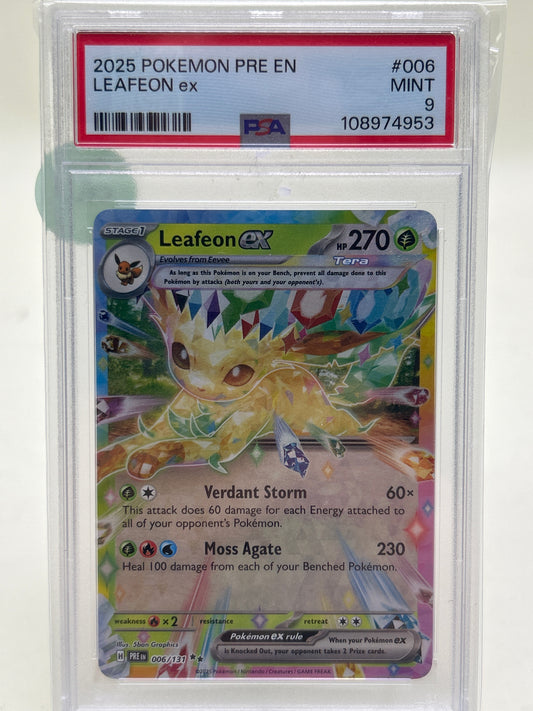 Pokémon TCG Prismatic Evolutions Leafeon EX 006/131 English PSA 9