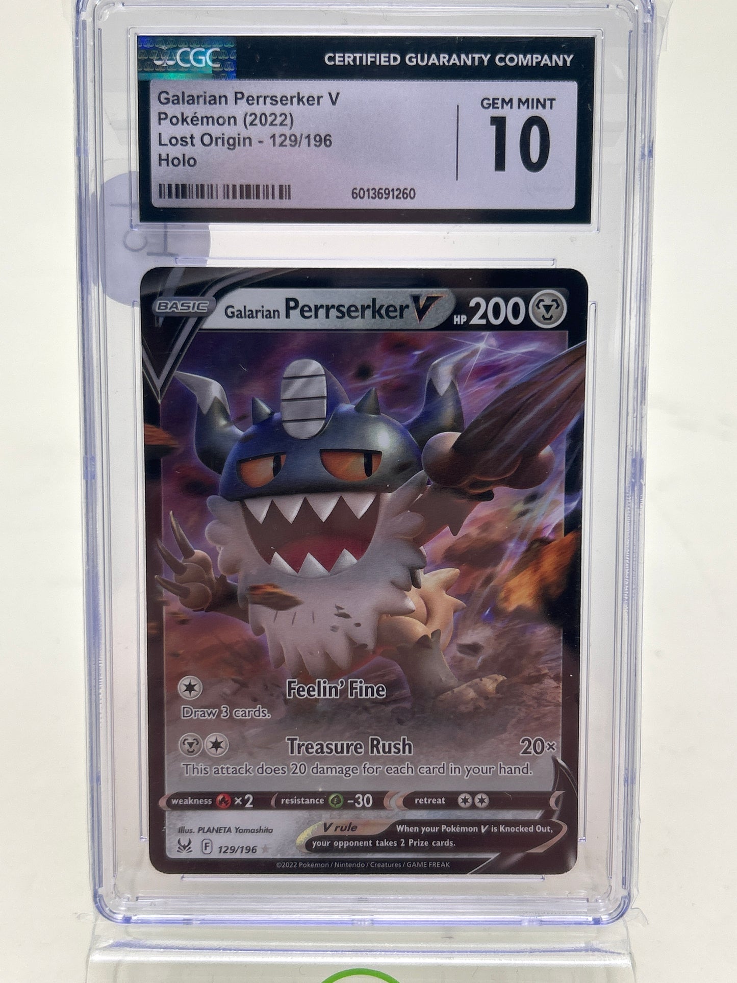 Pokémon TCG Lost Origin Galarian Perrserker V 129/196 English CGC 10