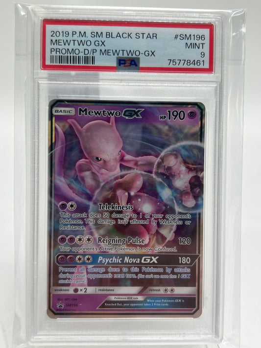 Pokémon TCG Sun & Moon MewTwo Gx SM196 Holo English PSA 9