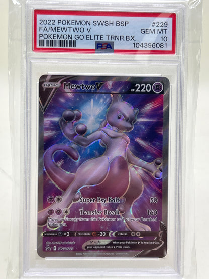 Pokémon TCG Pokémon Go Mewtwo V SWSH 229 PSA 10 English PSA 10 Gem MT