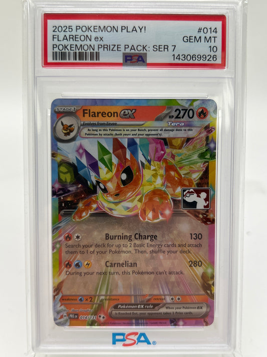 Pokémon TCG Pokemon Play! Flareon Ex 014/131 Holo English PSA 10 Prize Pack