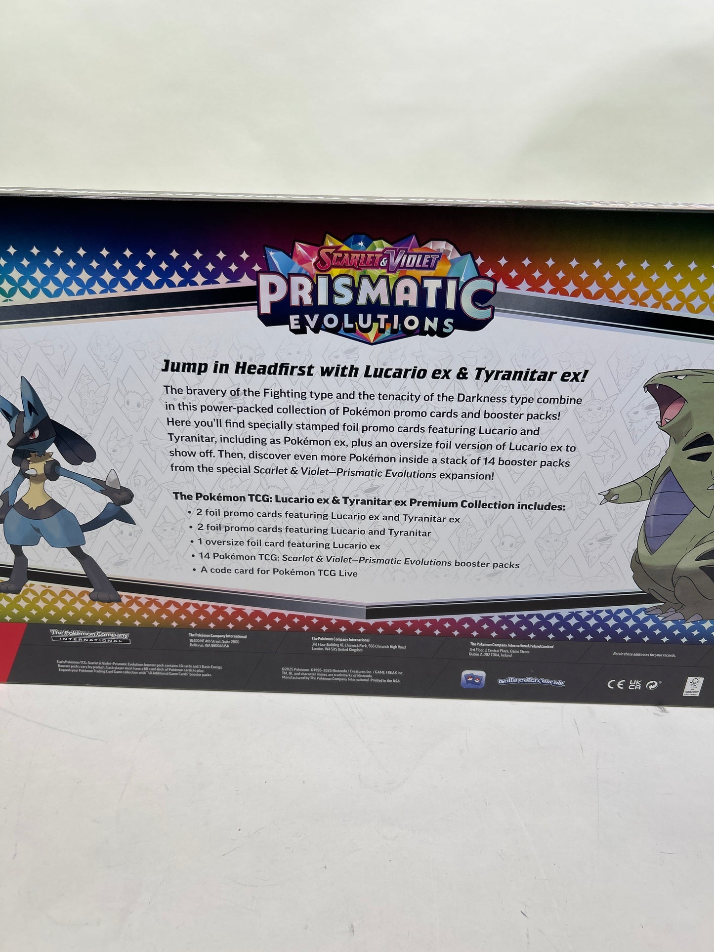 Pokémon Prismatic Evolutions Lucario EX & Tyranitar EX Premium Collection Box
