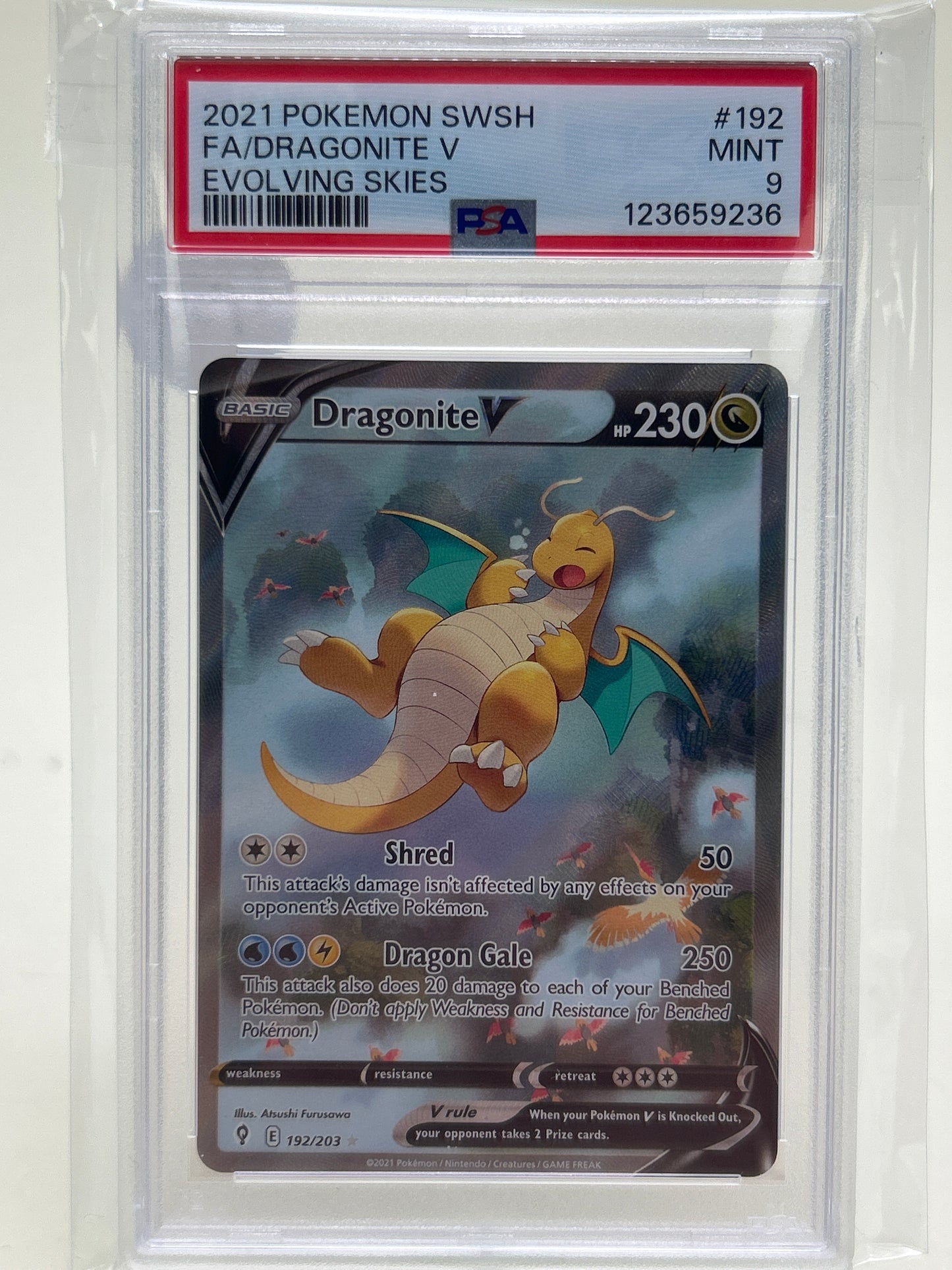 Pokémon TCG Evolving Skies Dragonite V 192 192 English PSA 9 MINT