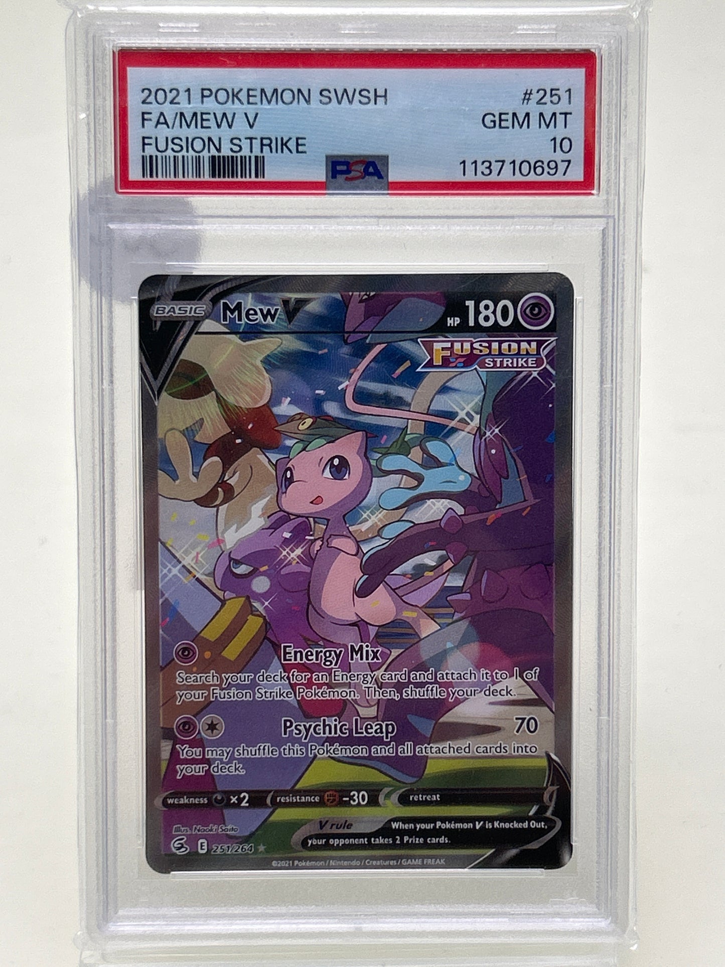 Pokémon TCG Fusion Strike Mew V 251/264 English PSA 10 GEM MT