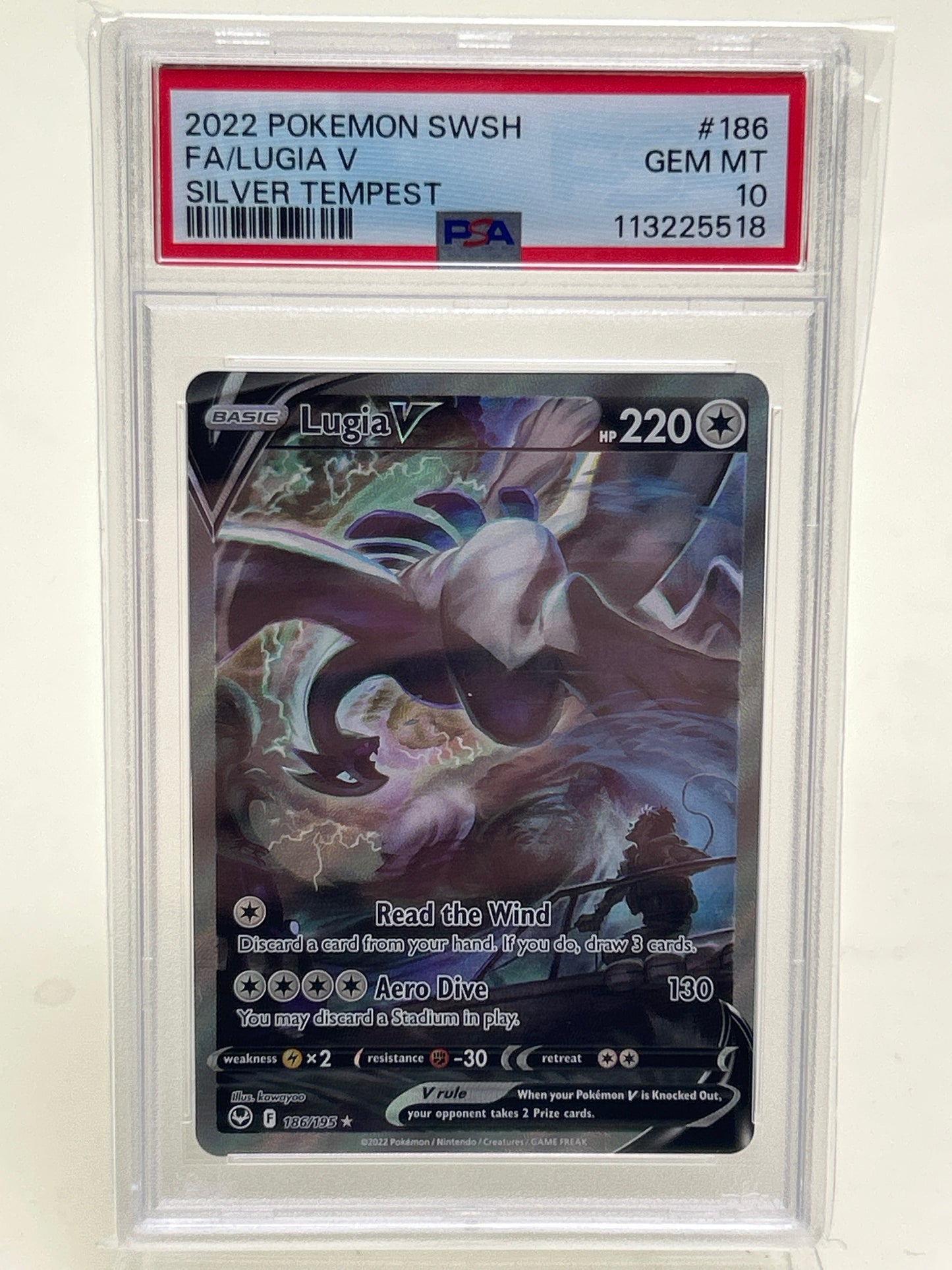 Pokémon TCG Silver Tempest Lugia V 186/195 English PSA 10 GEM MT