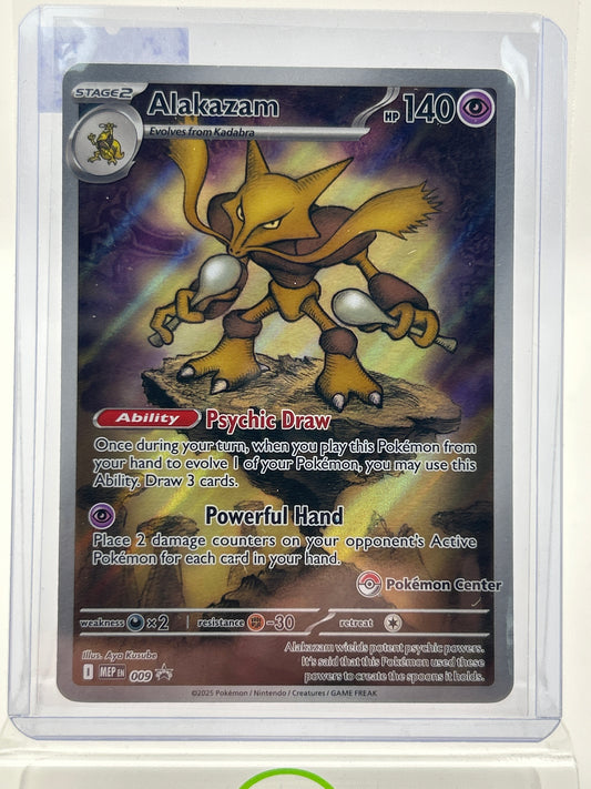 Pokémon TCG Mega Evolution Alakazam 009 Holo English Pokemon Center Stamped