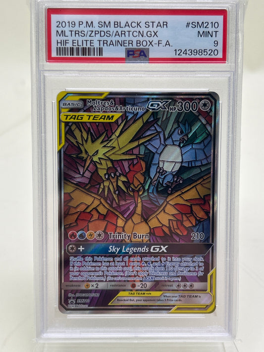 Pokémon TCG Hidden Fates Moltres & Zapdos & Articuno SM210 English PSA 9 MINT