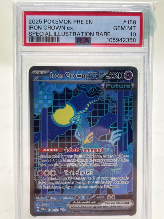 Pokémon TCG Prismatic Evolutions Iron Crown ex 158/131 English PSA 10