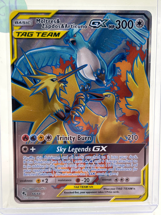 Pokémon TCG Hidden Fates Moltres Zapdos Articuno GX 66 English