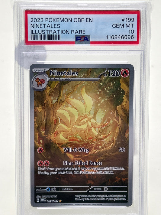 Pokémon TCG Obsidian Flames Ninetales 199 English PSA 10 GEM MT