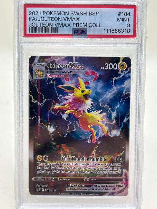 Pokémon TCG Sword & Shield Jolteon VMAX SWSH184 English PSA 9 Mint