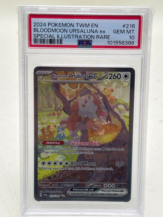 Pokémon TCG Twilight Masquerade Bloodmoon Ursaluna ex 216 English PSA 10 GEM MT