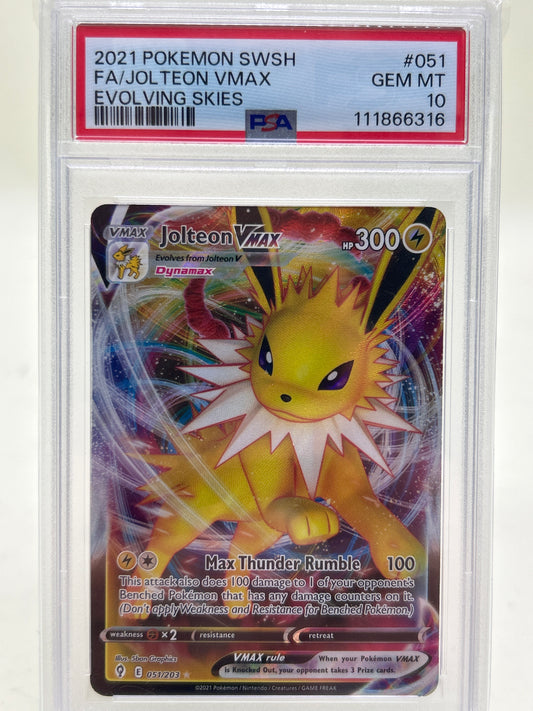 Pokémon TCG Evolving Skies Jolteon VMAX 51 PSA10 English PSA 10 GEM MT