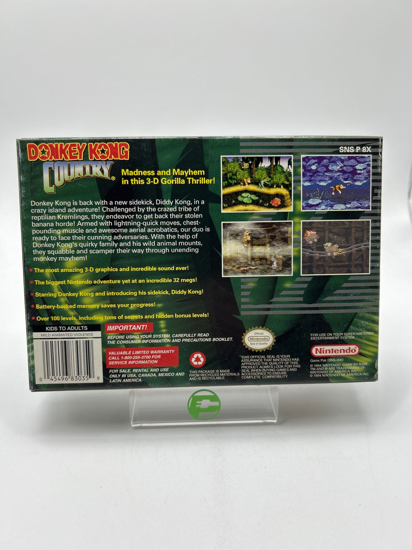Donkey Kong Country  (Super Nintendo SNES,  1994) CIB
