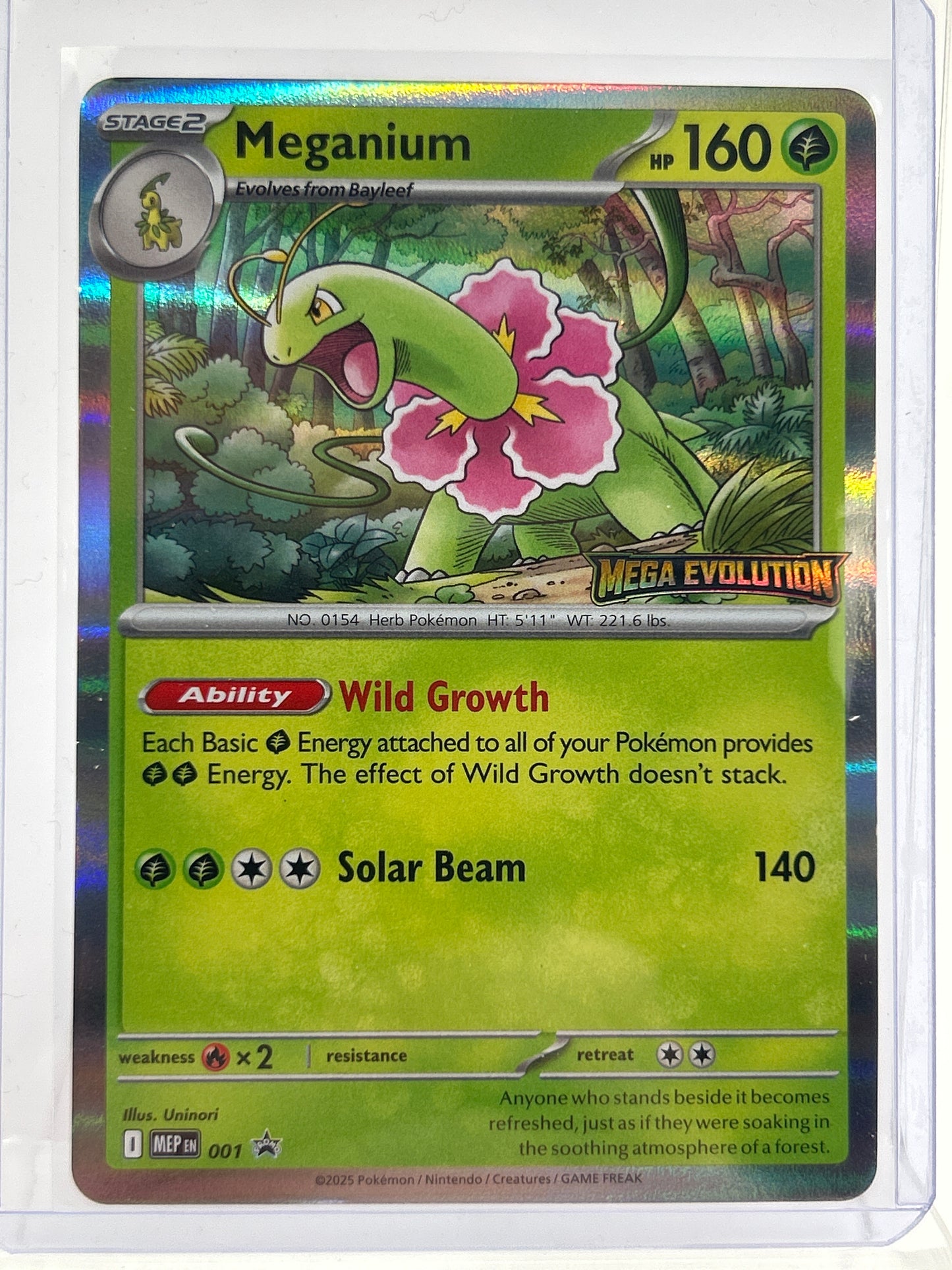 Pokémon TCG Mega Evolution Meganium 001 Reverse Holo English Stamped