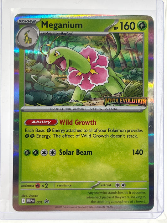 Pokémon TCG Mega Evolution Meganium 001 Reverse Holo English Stamped