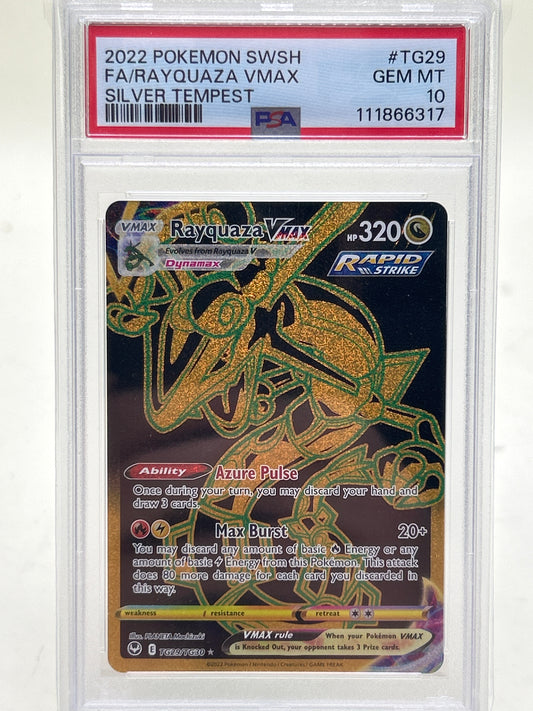Pokémon TCG Sword & Shield - Silver Tempest Rayquaza VMax TG29 English PSA 10