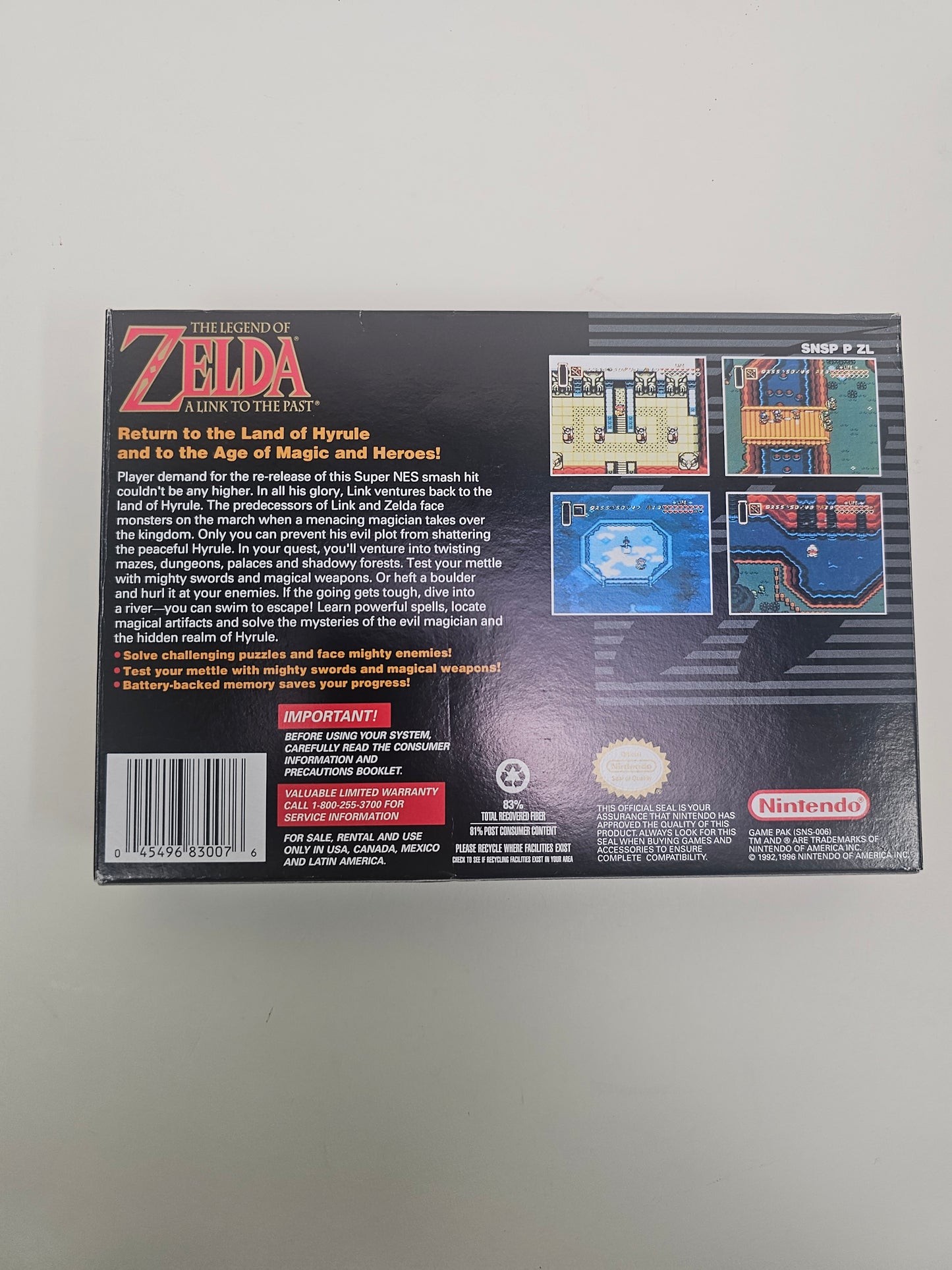 Zelda Link to the Past [Player's Choice] (Super Nintendo SNES, 1995)