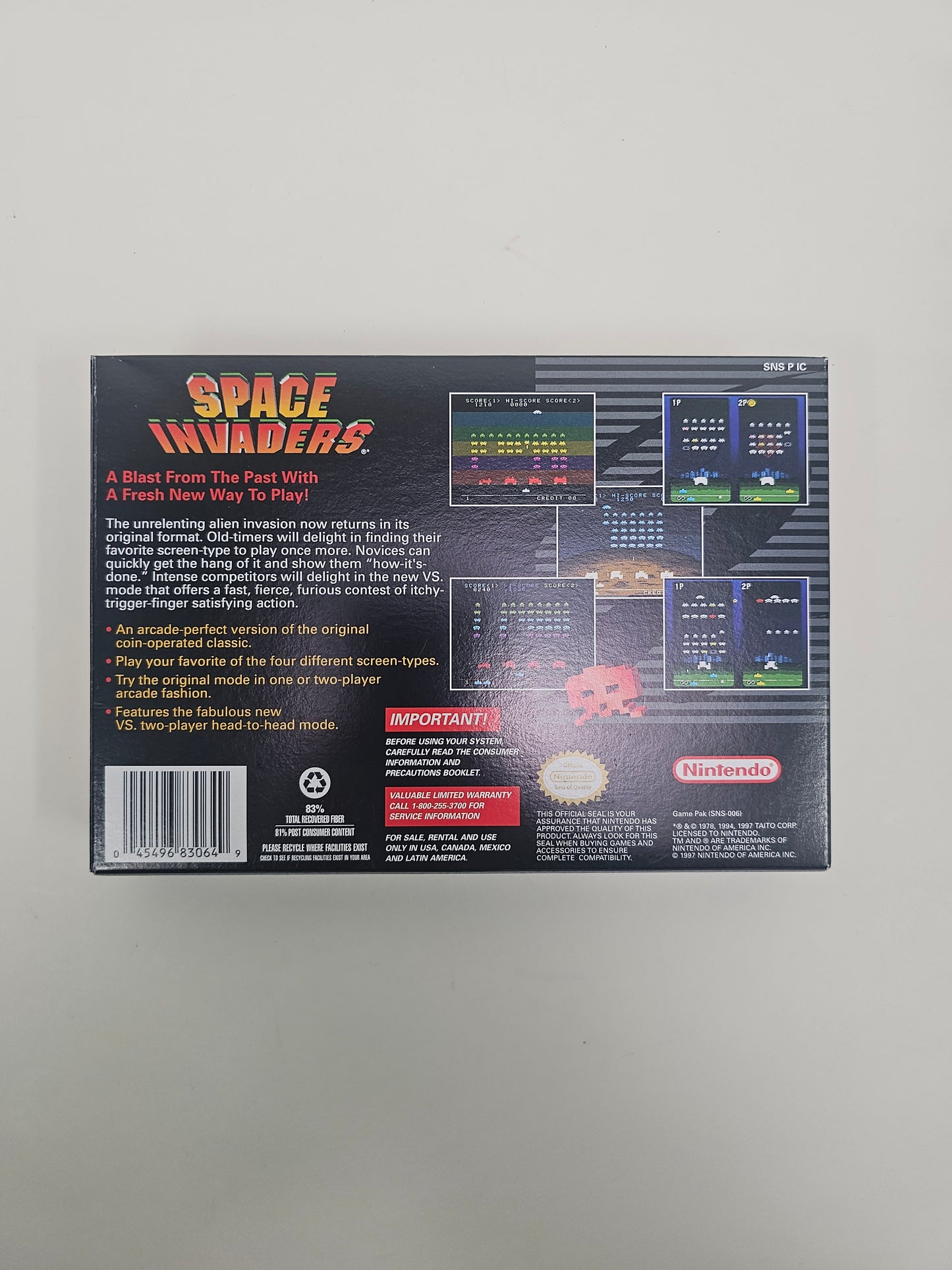 Space Invaders (Super Nintendo SNES, 1997)