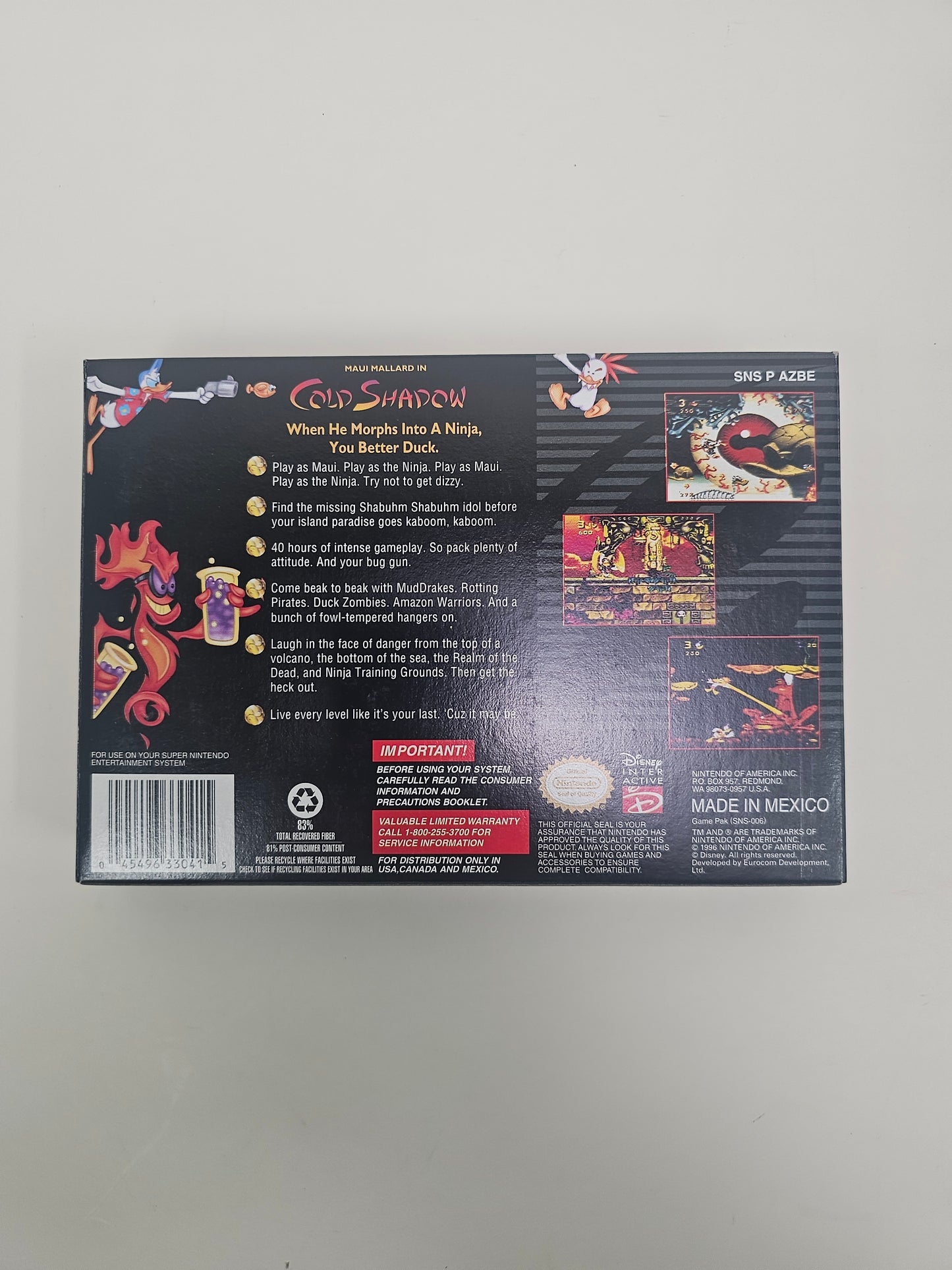 Maui Mallard in Cold Shadow (Super Nintendo SNES, 1996) CIB