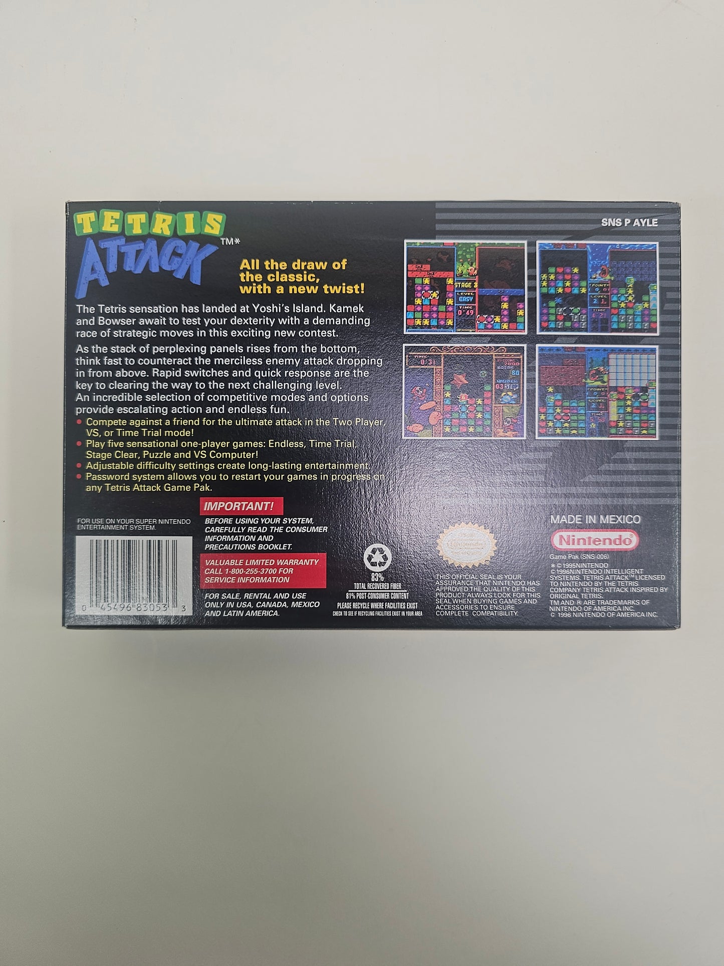 Tetris Attack (Super Nintendo SNES, 1996)