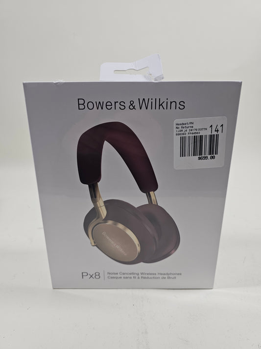 New Bowers & Wilkins Px8 Wireless Noise Canceling Stereo Over Ear Headset Burgundy